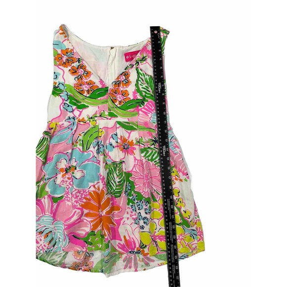 Lilly Pulitzer For Target Zip Back Floral Bright Nosey Posey Sleeveless Top XS - Picture 6 of 8
